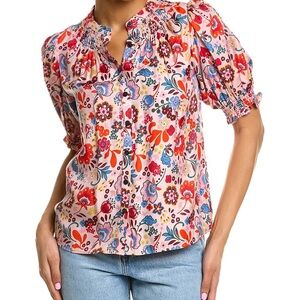 Boden Smoked Silk Blend Blouse Size 8